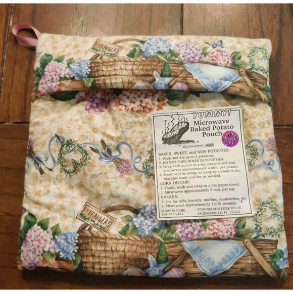 Handmade Other - Handmade Microwave Baked Potato Bag Pouch With Baskets Flowers 9x9"